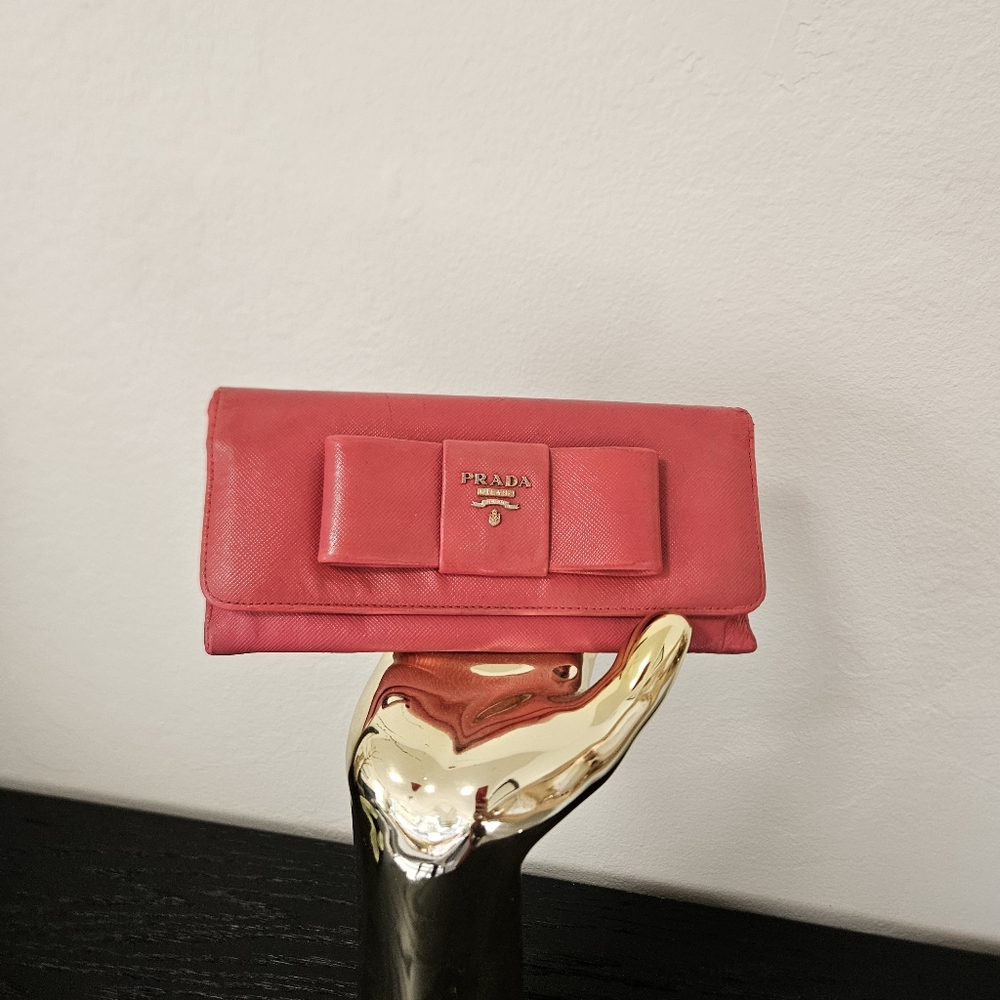 Prada Pink Bow Clutch (COA) - Picture 2 of 16
